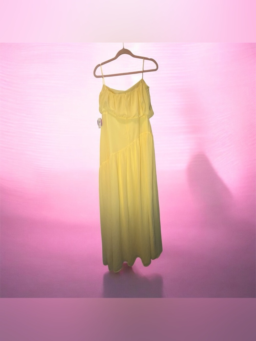NWT Elegant Strapless Tiered Maxi Dress - Yellow (Size L) - Picture 7 of 8